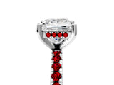 White gold Princess Cut Diamond Solitaire Ring with Round with Ruby side stone Pavé Band and Four-Prong Setting_41