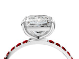 White gold Princess Cut Diamond Solitaire Ring with Round with Ruby side stone Pavé Band and Prong Setting_40