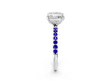 White gold Princess Cut Diamond Solitaire Ring with Round with Tanzanite side stone Pavé Band and Prong Setting_14