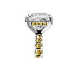 White gold Princess Cut Diamond Solitaire Ring with Round with Yellow Sapphire side stone Pavé Band and Four-Prong Setting_41