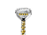 White gold Princess Cut Diamond Solitaire Ring with Round with Yellow Sapphire side stone Pavé Band and Four-Prong Setting_53