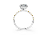 White gold Princess Cut Diamond Solitaire Ring with Round with Yellow Sapphire side stone Pavé Band and Prong Setting_27