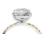 White gold Princess Cut Diamond Solitaire Ring with Round with Yellow Sapphire side stone Pavé Band and Prong Setting_28