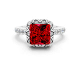 White gold Princess Cut Diamond Solitaire Ring with Shared Prong Pavé Band