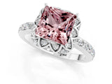 White gold Princess Cut Diamond Solitaire Ring with Shared Prong Pavé Band_1