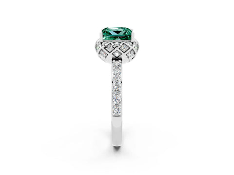 White gold Princess Cut Diamond Solitaire Ring with Shared Prong Pavé Band_2