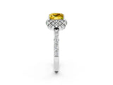 White gold Princess Cut Diamond Solitaire Ring with Shared Prong Pavé Band_2