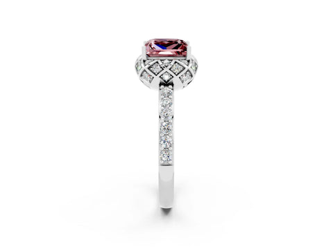 White gold Princess Cut Diamond Solitaire Ring with Shared Prong Pavé Band_2