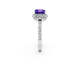 White gold Princess Cut Diamond Solitaire Ring with Shared Prong Pavé Band_2