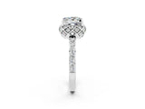 White gold Princess Cut Diamond Solitaire Ring with Shared Prong Pavé Band_2