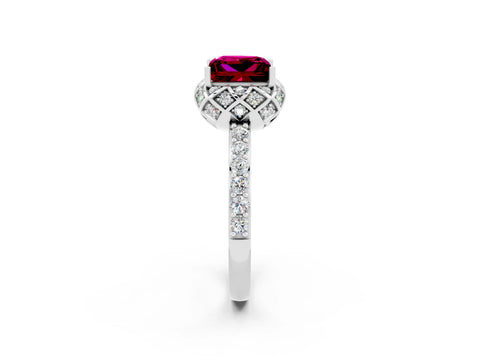 White gold Princess Cut Diamond Solitaire Ring with Shared Prong Pavé Band_2