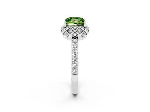 White gold Princess Cut Diamond Solitaire Ring with Shared Prong Pavé Band_2