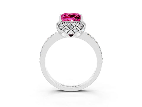 White gold Princess Cut Diamond Solitaire Ring with Shared Prong Pavé Band_3
