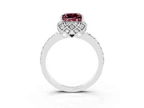 White gold Princess Cut Diamond Solitaire Ring with Shared Prong Pavé Band_3