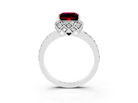 White gold Princess Cut Diamond Solitaire Ring with Shared Prong Pavé Band_3