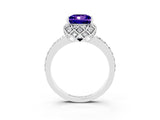 White gold Princess Cut Diamond Solitaire Ring with Shared Prong Pavé Band_3