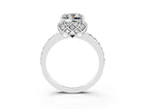 White gold Princess Cut Diamond Solitaire Ring with Shared Prong Pavé Band_3