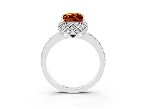 White gold Princess Cut Diamond Solitaire Ring with Shared Prong Pavé Band_3