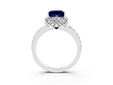 White gold Princess Cut Diamond Solitaire Ring with Shared Prong Pavé Band_3