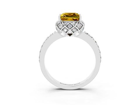 White gold Princess Cut Diamond Solitaire Ring with Shared Prong Pavé Band_3