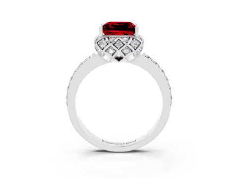 White gold Princess Cut Diamond Solitaire Ring with Shared Prong Pavé Band_3