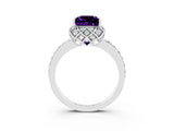 White gold Princess Cut Diamond Solitaire Ring with Shared Prong Pavé Band_3