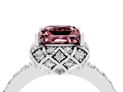 White gold Princess Cut Diamond Solitaire Ring with Shared Prong Pavé Band_4