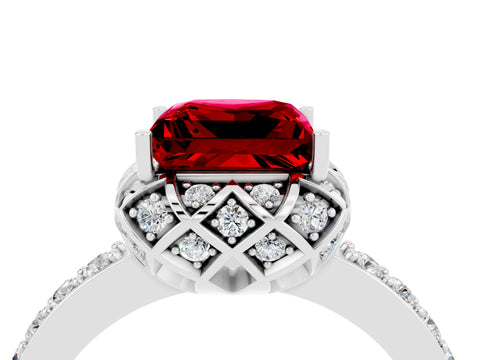 White gold Princess Cut Diamond Solitaire Ring with Shared Prong Pavé Band_4