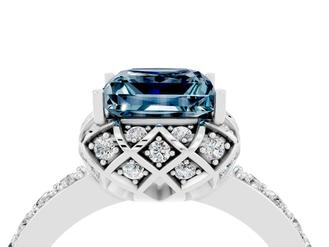 White gold Princess Cut Diamond Solitaire Ring with Shared Prong Pavé Band_4