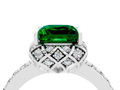 White gold Princess Cut Diamond Solitaire Ring with Shared Prong Pavé Band_4