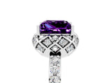 White gold Princess Cut Diamond Solitaire Ring with Shared Prong Pavé Band_5
