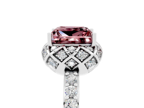 White gold Princess Cut Diamond Solitaire Ring with Shared Prong Pavé Band_5