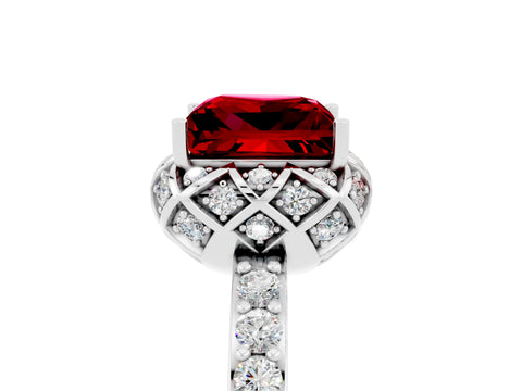 White gold Princess Cut Diamond Solitaire Ring with Shared Prong Pavé Band_5