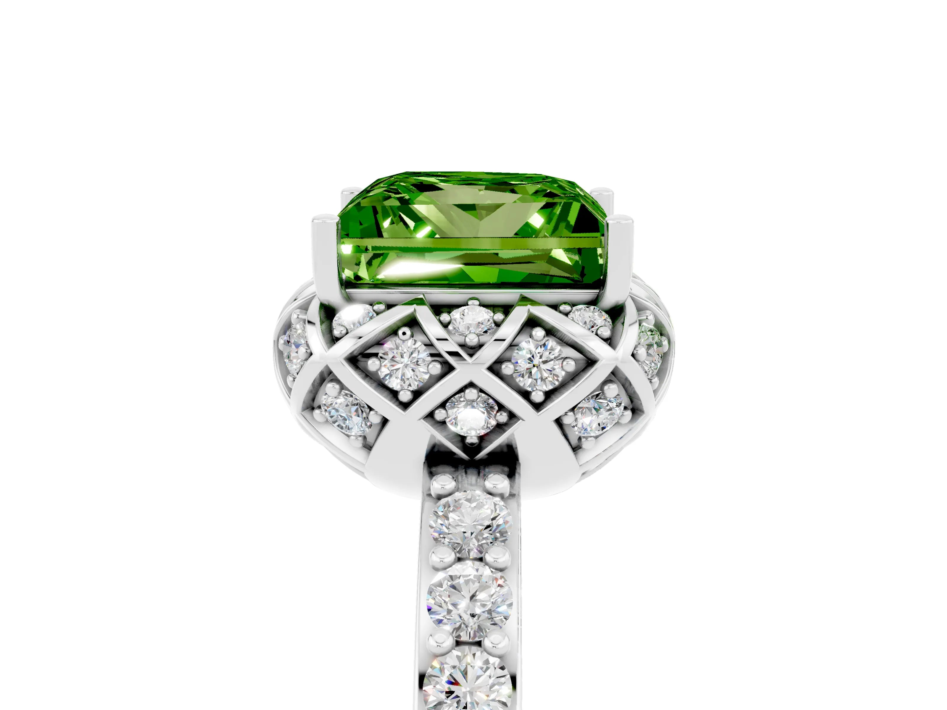 White gold Princess Cut Diamond Solitaire Ring with Shared Prong Pavé Band_5