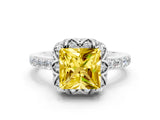 White gold Princess Cut Diamond Solitaire Ring with Shared Prong Pavé Band