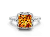 White gold Princess Cut Diamond Solitaire Ring with Shared Prong Pavé Band