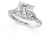 White gold Princess Cut Diamond Solitaire Ring with Side Stones and Four-Prong Setting_86
