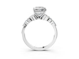 White gold Princess Cut Diamond Solitaire Ring with Side Stones and Four-Prong Setting_88