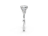 White gold Princess Cut Diamond Solitaire Ring with Side Stones and Four-Prong Setting_92