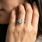 White gold Princess Cut Diamond Solitaire Ring with Side Stones and Four-Prong Setting_99