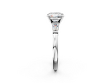 White gold Princess Cut Diamond Solitaire Ring with Tapered Baguette Accents and Four-Prong Setting_116