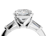 White gold Princess Cut Diamond Solitaire Ring with Tapered Baguette Accents and Four-Prong Setting_117