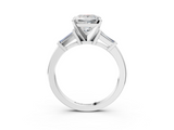 White gold Princess Cut Diamond Solitaire Ring with Tapered Baguette Accents and Four-Prong Setting_117