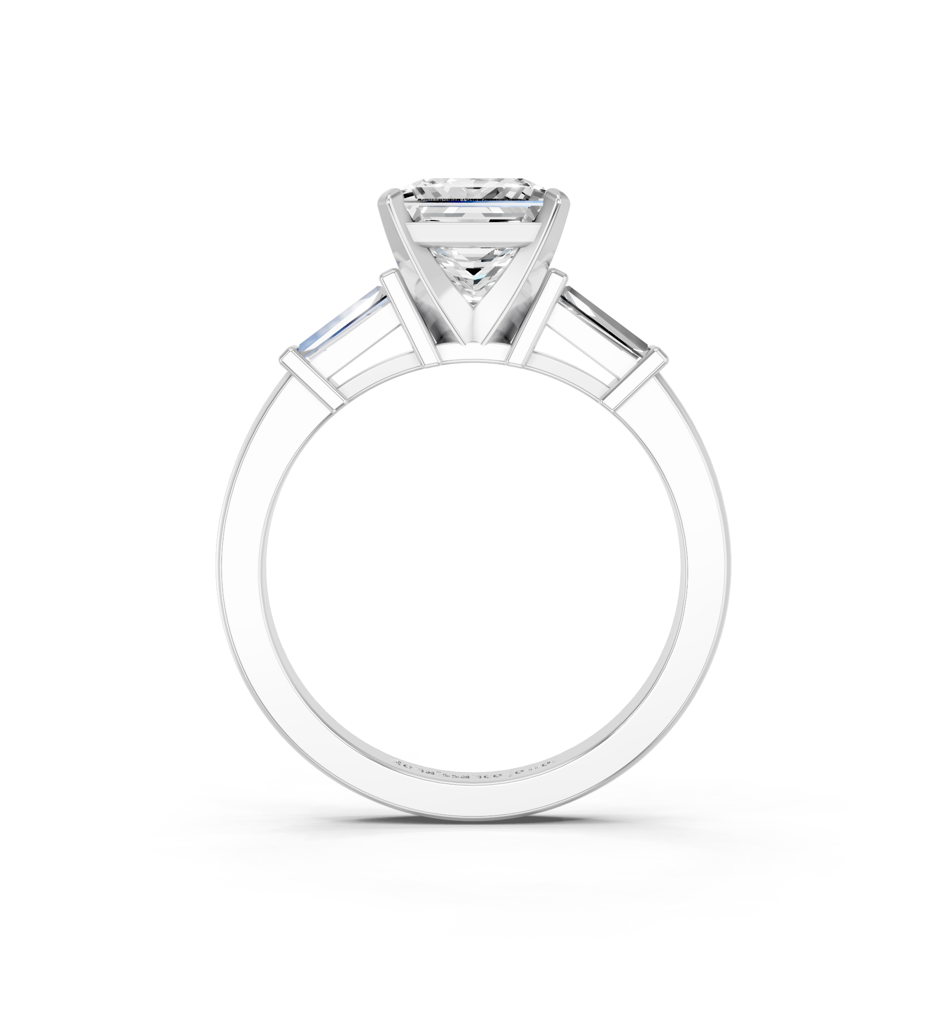 White gold Princess Cut Diamond Solitaire Ring with Tapered Baguette Accents and Four-Prong Setting_31