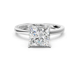 White gold Princess Cut Diamond Solitaire Ring with Thin Band and Prong Setting_12