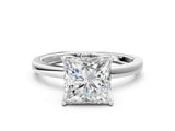 White gold Princess Cut Diamond Solitaire Ring with Thin Band and Prong Setting_36