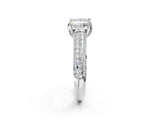 White gold Princess Cut Diamond Solitaire Ring with Three-Row Pavé Band and Four-Prong Setting_45