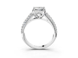 White gold Princess Cut Diamond Solitaire Ring with Three-Row Pavé Band and Four-Prong Setting_45