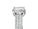 White gold Princess Cut Diamond Solitaire Ring with Three-Row Pavé Band and Four-Prong Setting_47