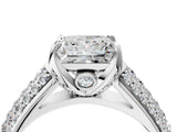 White gold Princess Cut Diamond Solitaire Ring with Three-Row Pavé Band and Four-Prong Setting_49